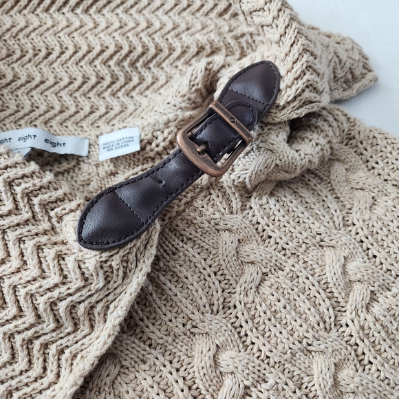 Tan Knit Shawl with Buckle Size Large Eight Eight Eight - Picture 4 of 9